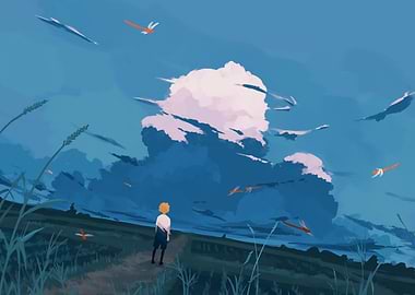 Boy gazing at the sky