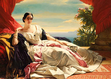 Elegant Woman in White Dress Painting