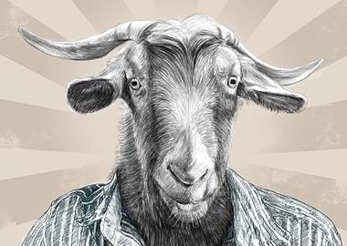 Goat in Shirt Illustration