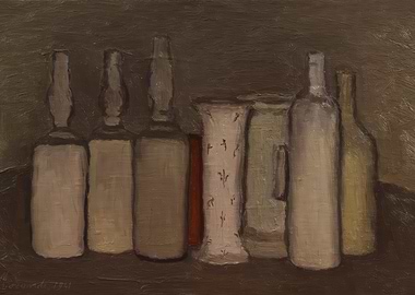 Still Life with Bottles and Vases, giorgio morandi paintings​