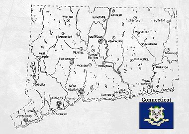 Hand Drawn Map of Connecticut