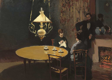 Interior with Figures by Fireplace by claude monet