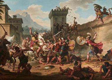 Historical Battle Scene Painting