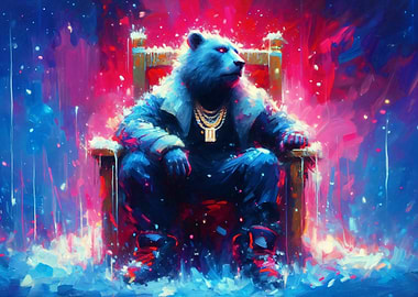 Animal Rap God - Bear on Throne with Gold Chains