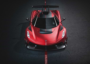 Red Koenigsegg Jesko Absolut Top View