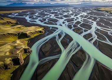 Aerial View of Braided River System