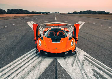 Orange Koenigsegg Jesko on Runway