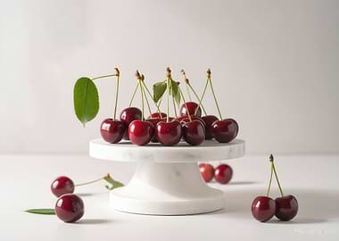Cherries on a Marble Stand