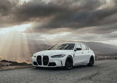 White BMW M3 on Scenic Overlook