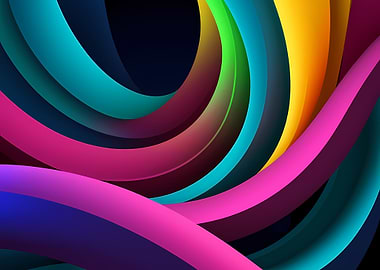 Neon Tubular Ribbons on Deep Navy — Curved 3D Gradient Arcs