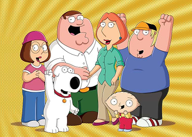 Family Guy Cartoon Characters Group Portrait