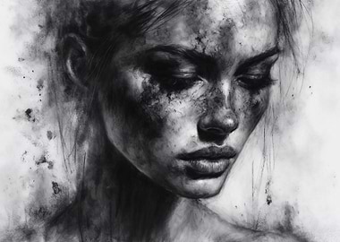 Quiet Thoughts – A Portrait of a Woman in Charcoal