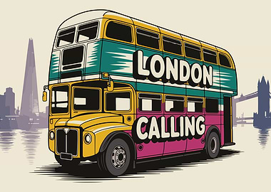 London Calling Double Decker Bus Illustration