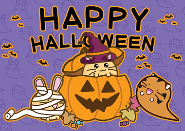 Happy Halloween Cute Cartoon Animals