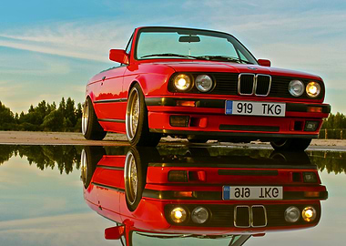 Red BMW Convertible Reflection