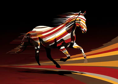 Abstract Striped Horse in Motion