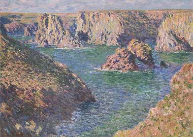 Impressionist Seascape with Cliffs and Rocks