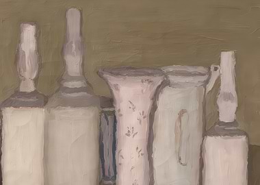 Still Life with Vases and Bottles, giorgio morandi paintings​