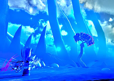 Alien Landscape with Flora and Sky