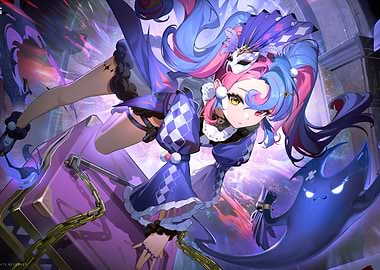 Jester Girl with Ghost Companion