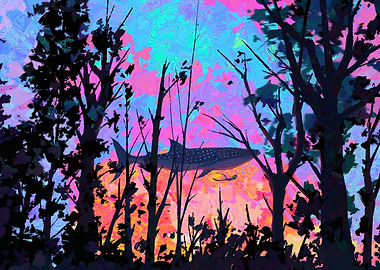 Whale Shark in Forest Digital Art