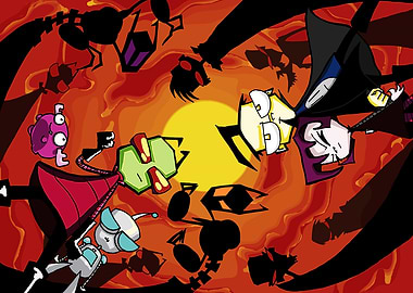 Invader Zim cartoon characters group shot