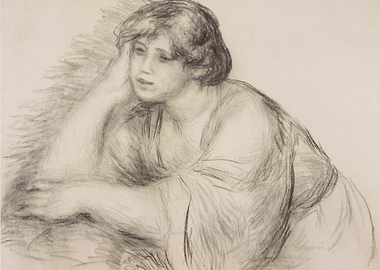 Pensive Woman Charcoal Sketch