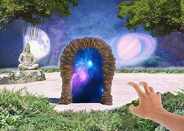 Mystical Portal with Shiva Statue
