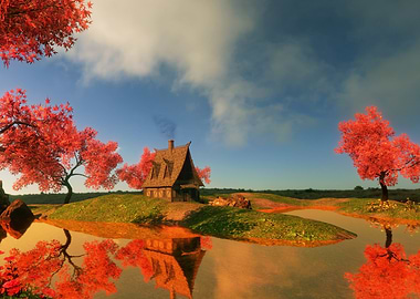 Autumnal Cottage by the Lake