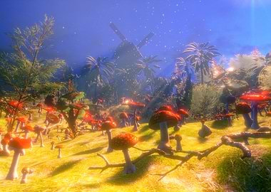 Mushroom Forest with Windmill