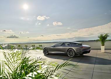 Sleek Gray Car on Rooftop