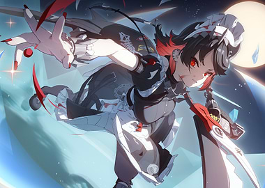 Girl with Sword and Red Eyes