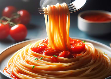 Spaghetti with Tomato Sauce Close-Up