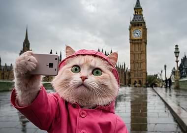 Cat in London taking a selfie