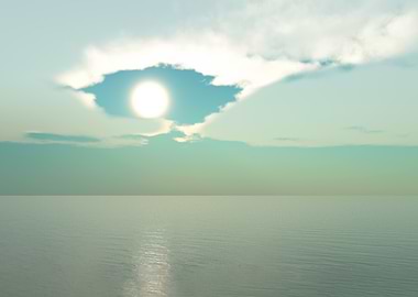 Serene Ocean View with Cloudy Sky