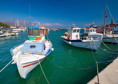Boats in a Mediterranean Harbor, Kos, Greek Island