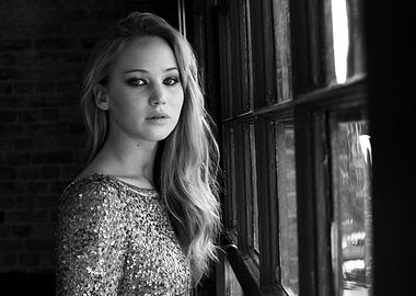 Jennifer Lawrence Black and White Portrait