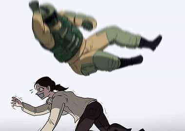 Animated Assault: Soldier and Civilian Scene