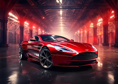 Red Aston Martin supercar