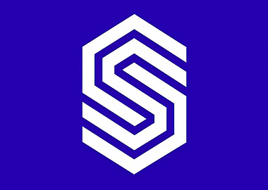 Hexagonal βSβ Monogram β Geometric White Logo on Blue