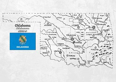Hand Drawn Map of Oklahoma