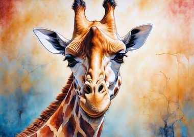 Giraffe Portrait with Abstract Background