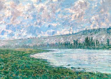 Impressionistic Landscape with Lake and Hill by claude monet