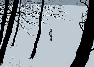 Girl in Winter Landscape