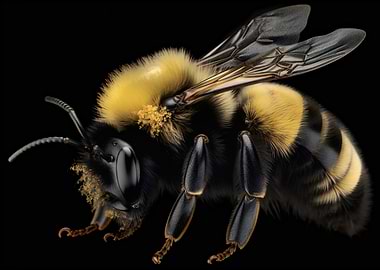 Detailed Close-Up of a Bumble Bee