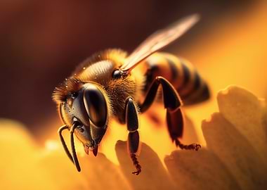 Detailed close-up of a bee on flower