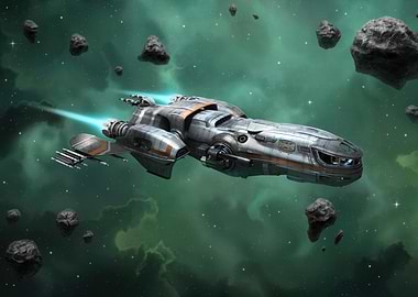 Spaceship in Asteroid Field
