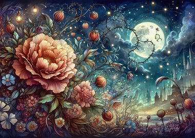 Floral Fantasy Moonlit Castle