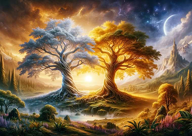 Yin and Yang Trees Landscape