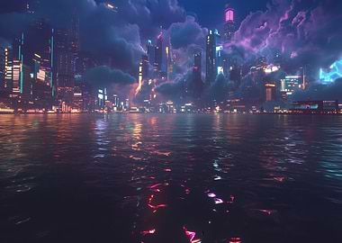 Cyberpunk Cityscape at Night